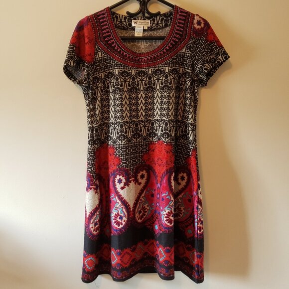 Papillon Paisley Print Short Sleeve Midi Dress Large. - Picture 1 of 4